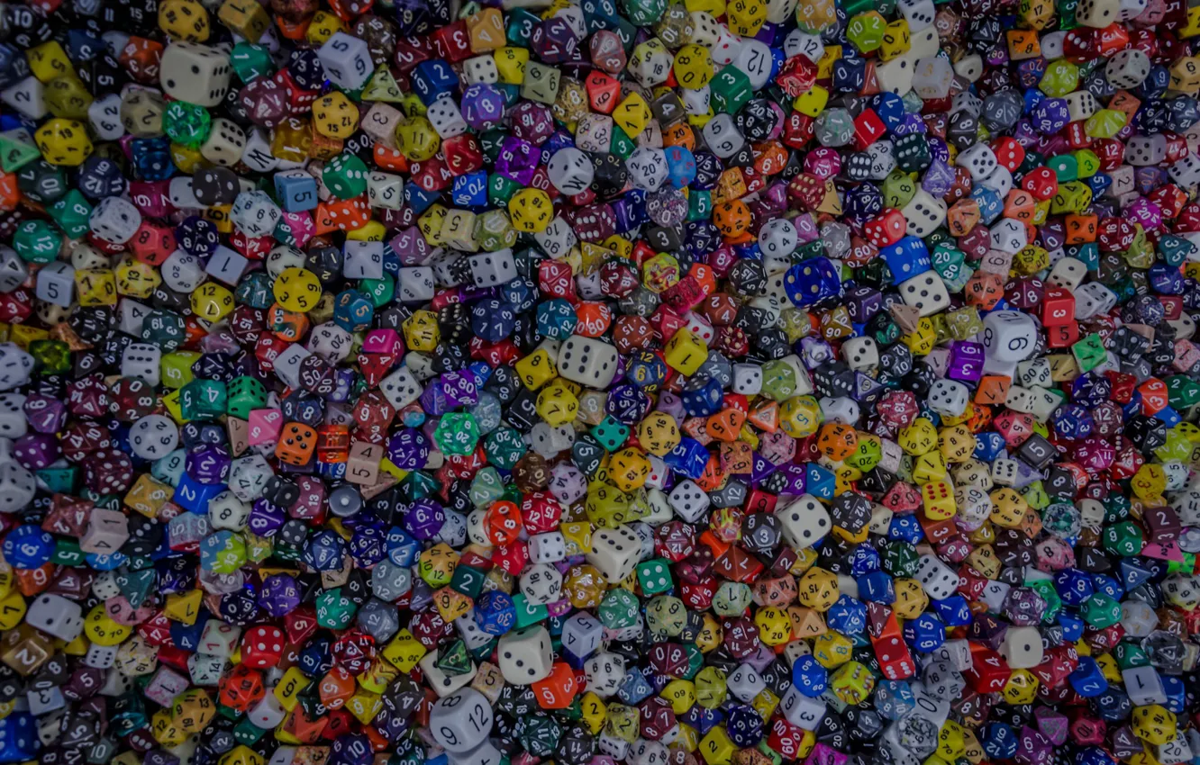 Photo wallpaper colored, dice, a lot