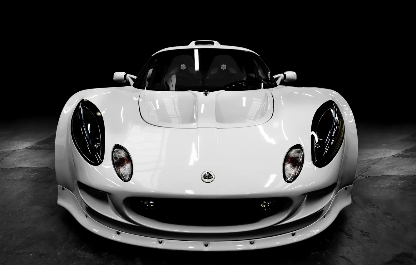 Photo wallpaper White, The hood, Lotus, Lights, Requires, The front, Sports car, Composit W