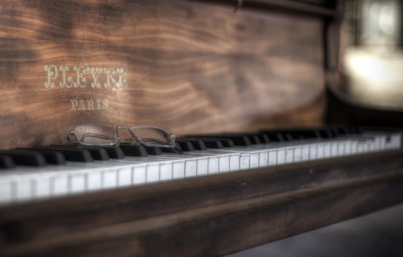 Photo wallpaper music, glasses, piano