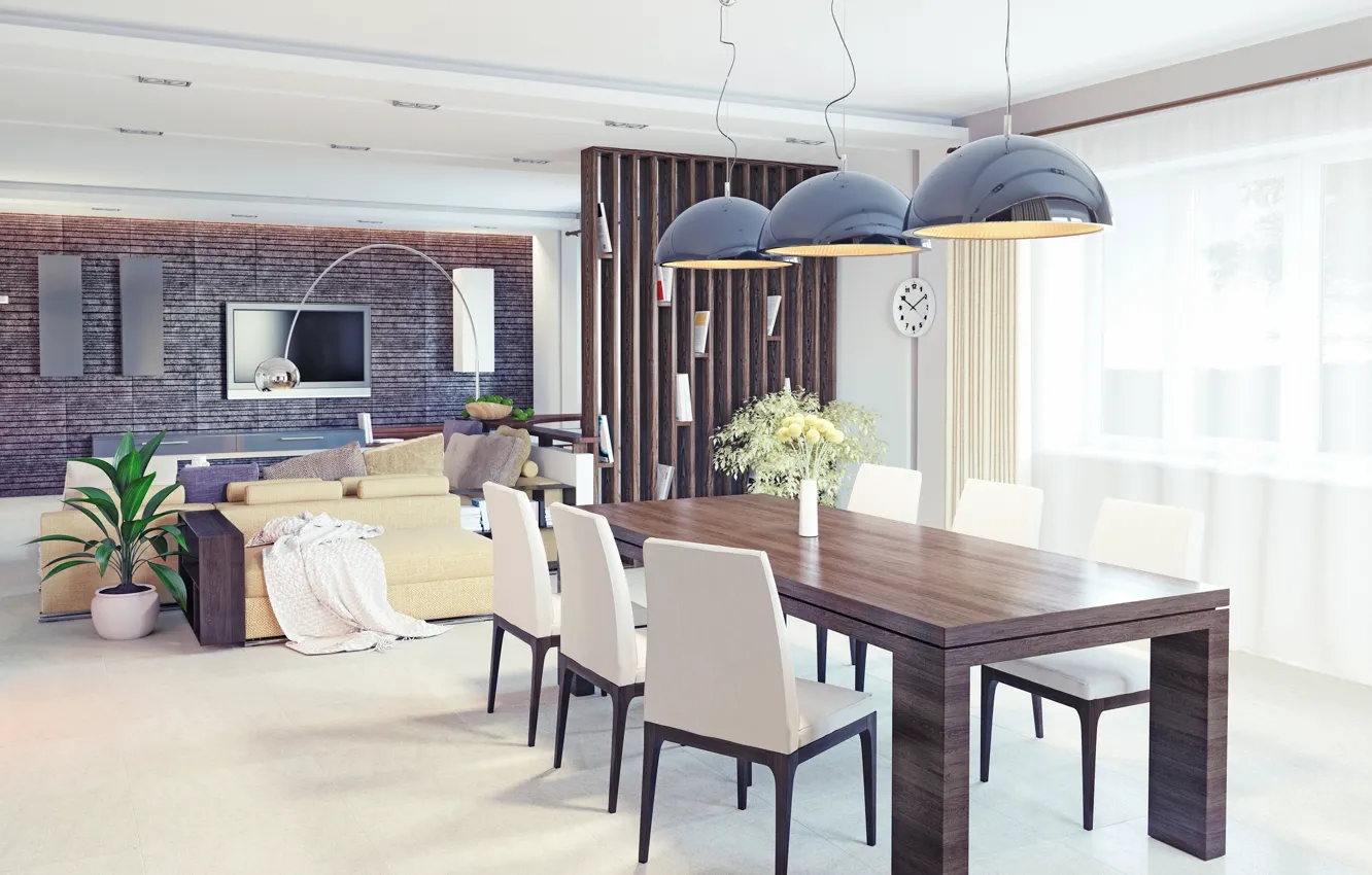 Photo wallpaper table, sofa, interior, pillow, chair