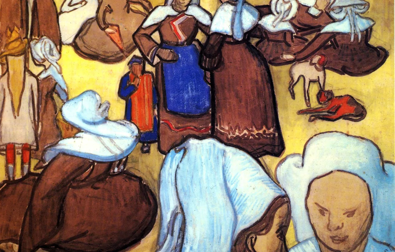 Photo wallpaper Vincent van Gogh, nuns, Breton Women, after Emile Bernard