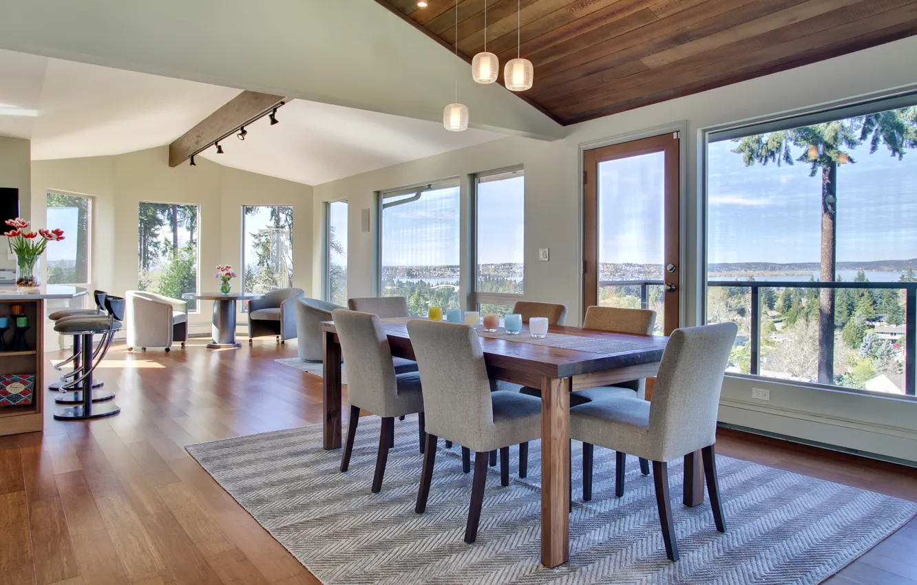 Photo wallpaper interior, light, living room, cozy, dining room