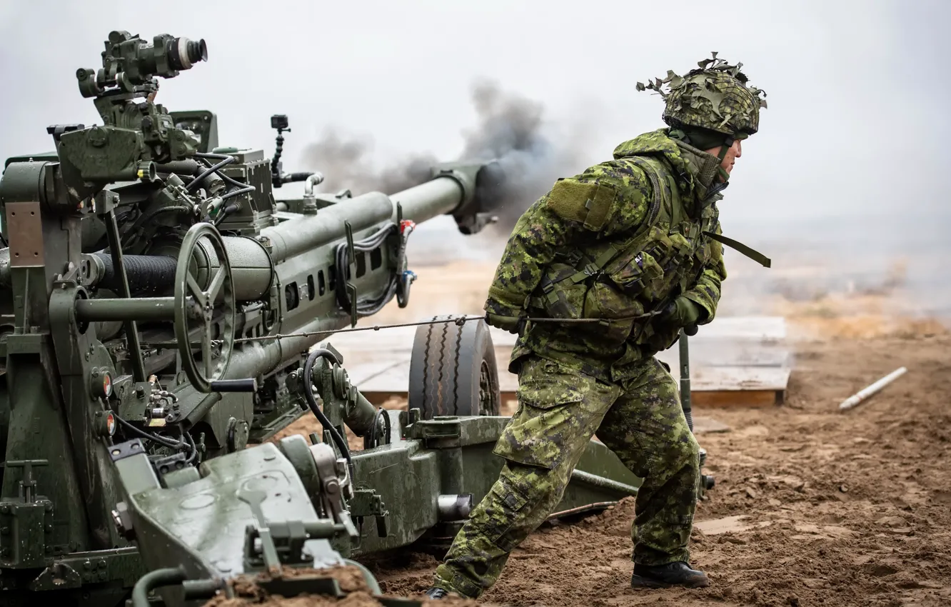 Photo wallpaper army, soldiers, gun