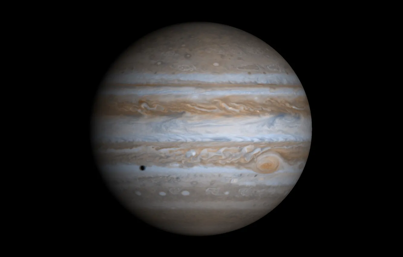 Photo wallpaper planet, satellite, Jupiter, gas giant