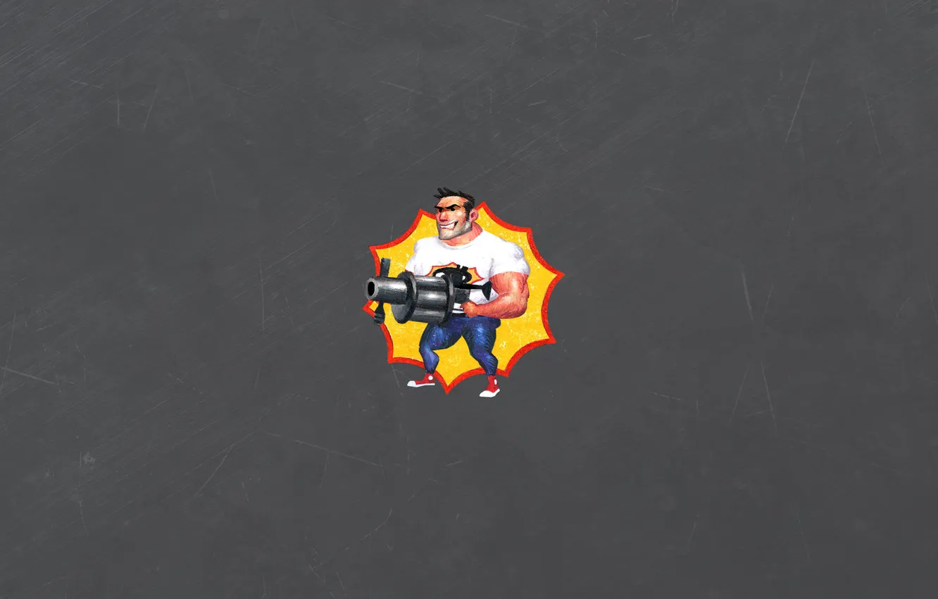 Photo wallpaper gun, dark grey background, Serious Sam, Serious Sam