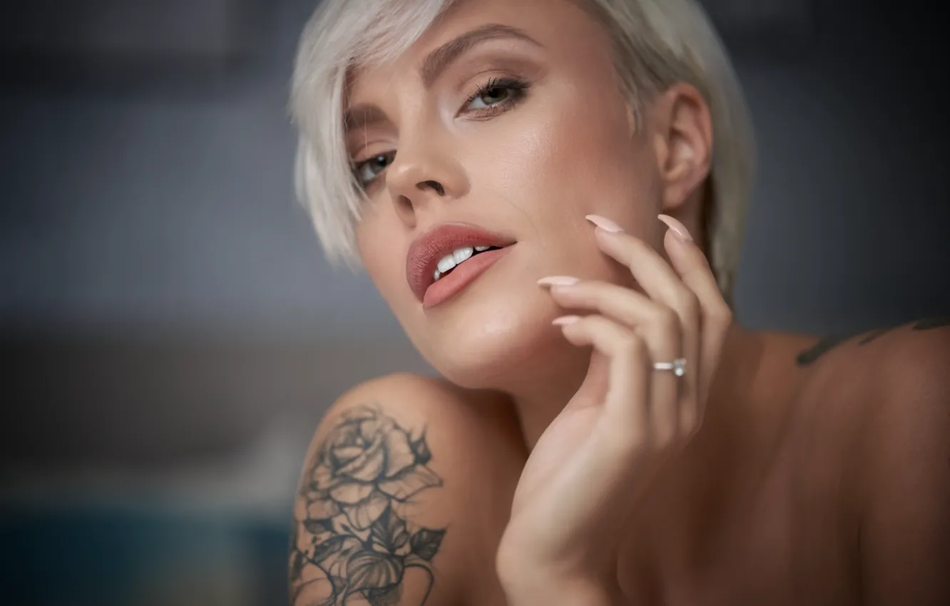 Photo wallpaper girl, face, model, Martin Fuhrmann