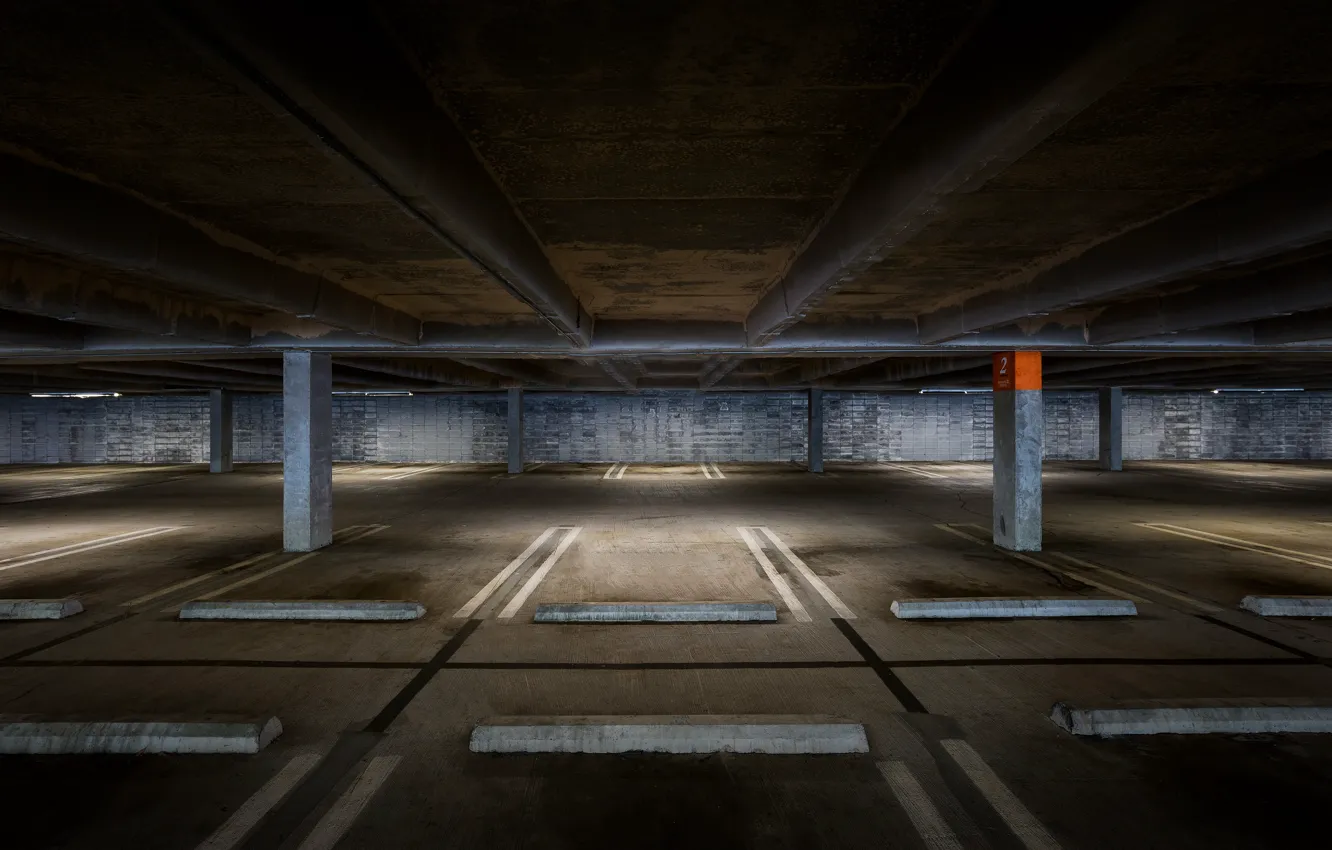 Photo wallpaper background, the darkness, underground Parking