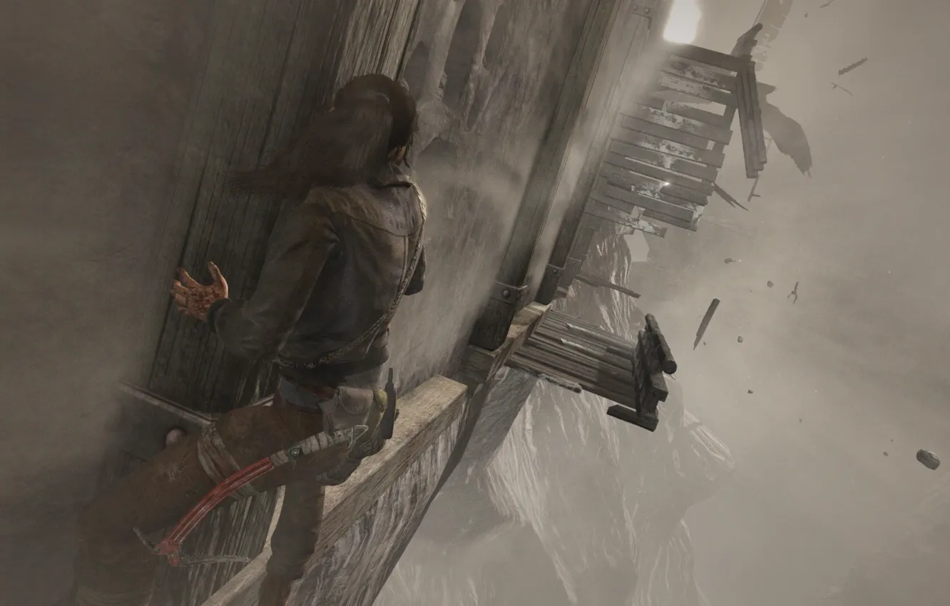 Photo wallpaper mountains, the wind, Tomb Raider, Lara Croft, Screenshot