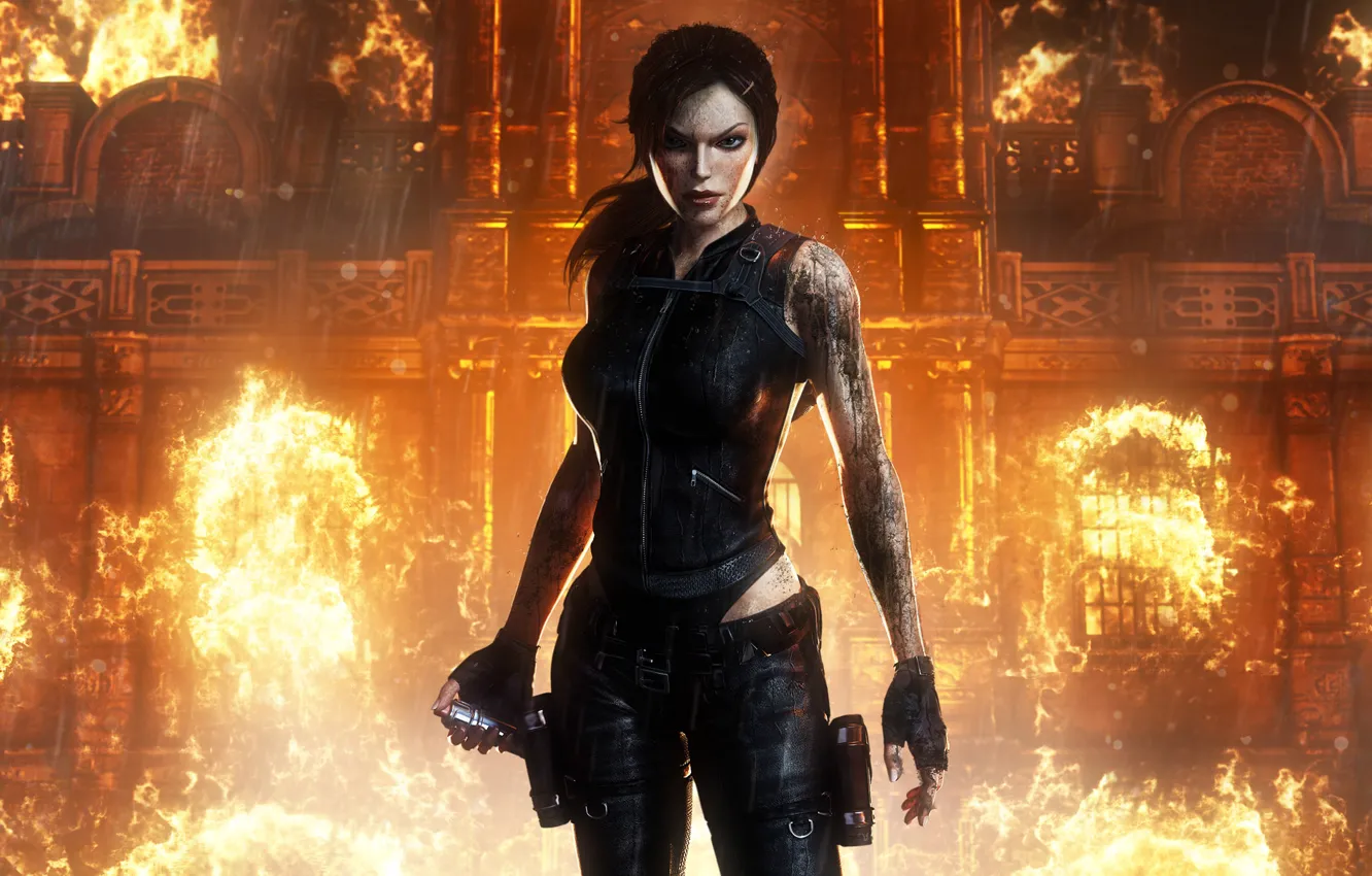 Photo wallpaper lights, Lara Croft, Tomb Raider underworld