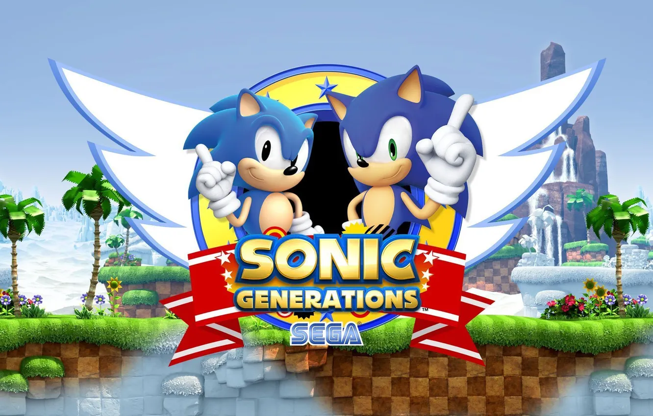 Photo wallpaper logo, Sonic, Sonic Generations, Sega, Videogame
