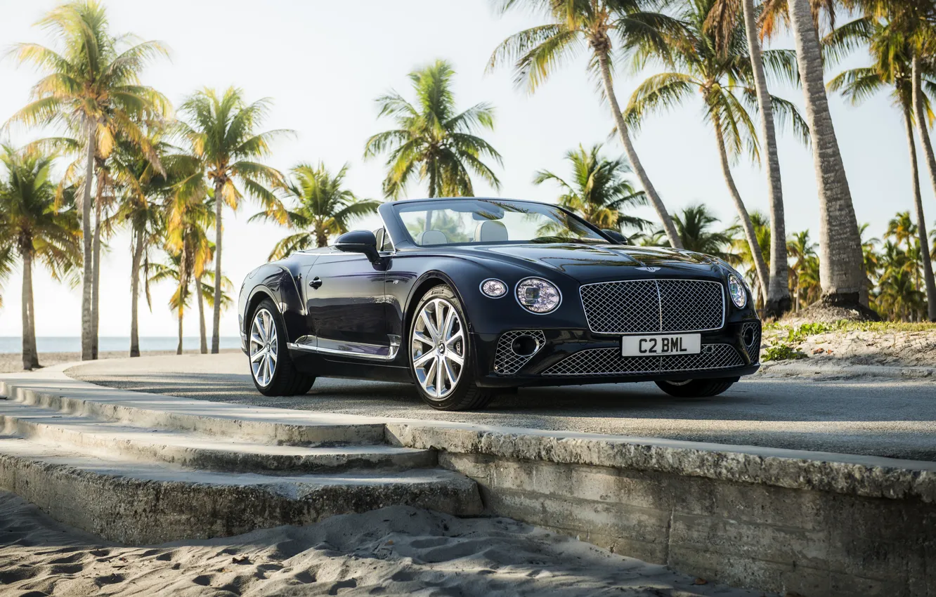 Photo wallpaper black, Bentley, convertible, 2019, Continental GT V8 Convertible