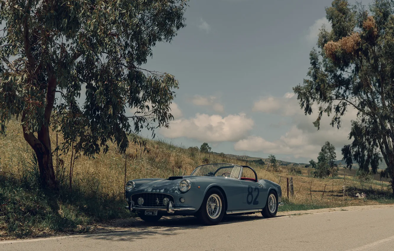 Photo wallpaper car, 1960, Ferrari, sky, trees, 250, Ferrari 250 GT California Short Wheelbase