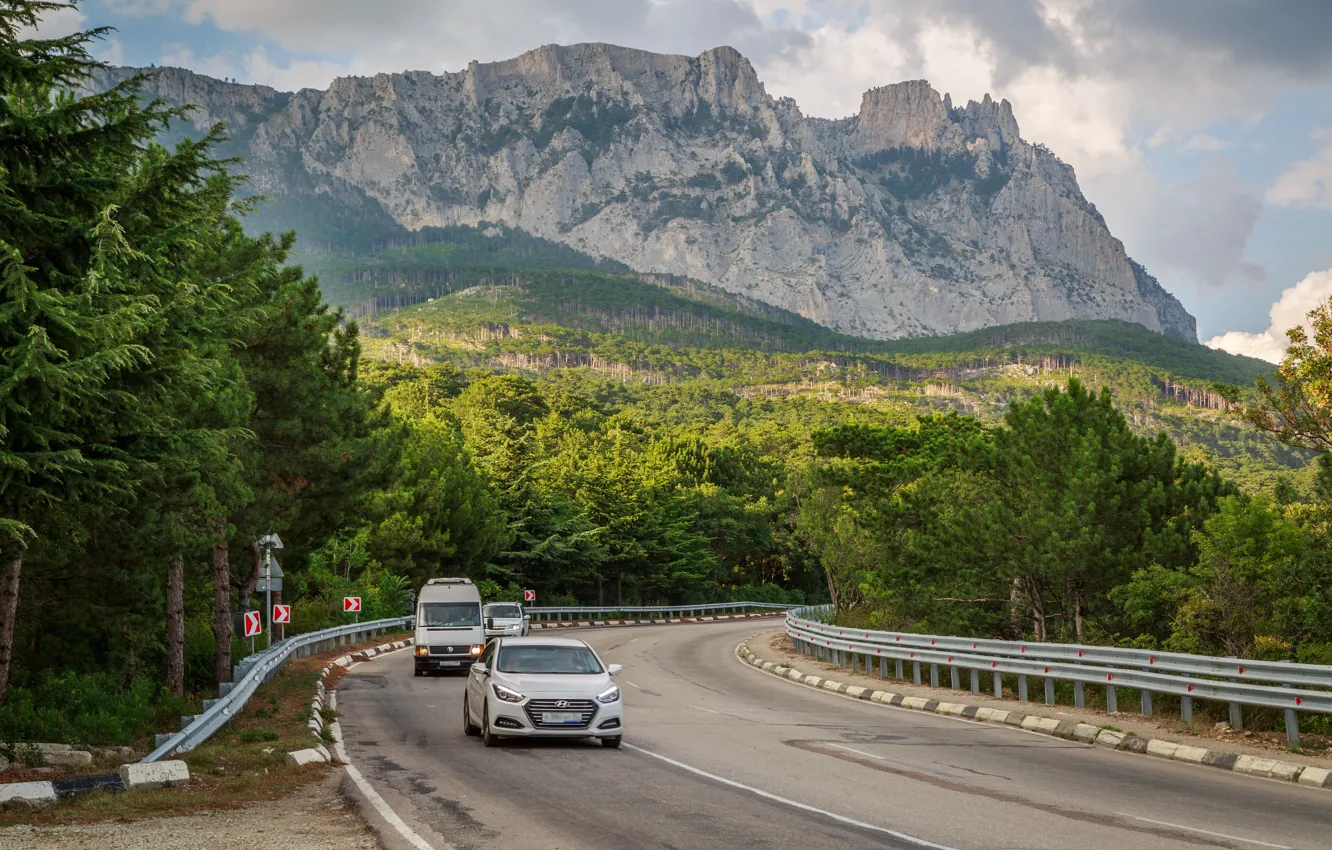 Photo wallpaper road, summer, mountains, Crimea, AI-Petri