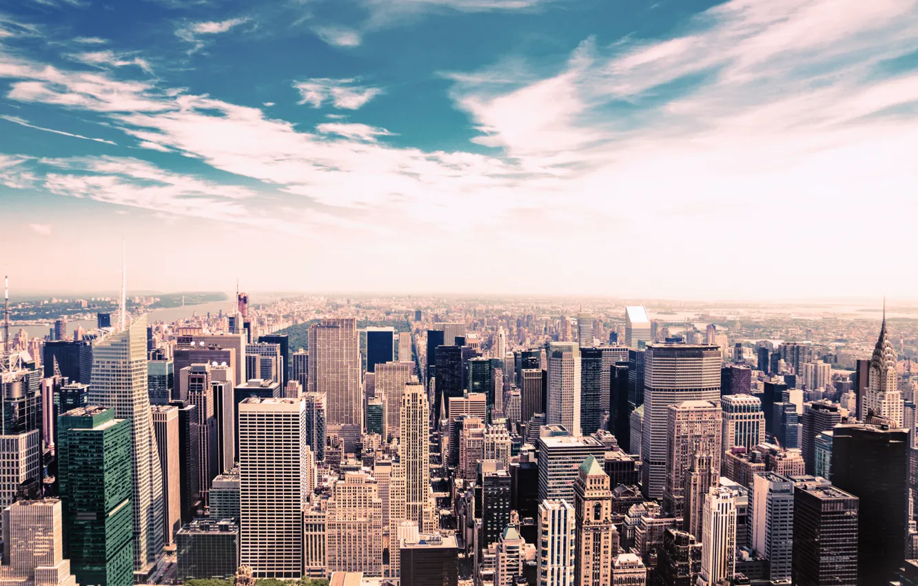 Photo wallpaper USA, United States, skyline, sky, New York, Manhattan, NYC, New York City