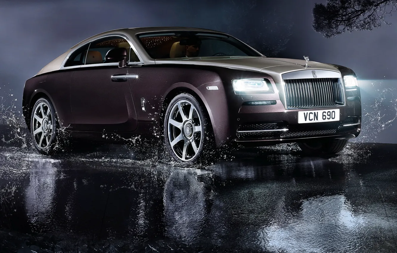 Photo wallpaper auto, light, lights, Rolls-Royce, luxury, rolls-Royce, Wraith