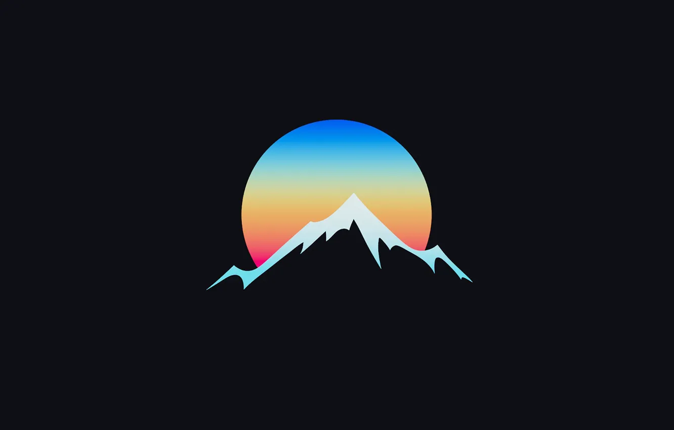 Photo wallpaper the sun, mountains, gradient, silhouette