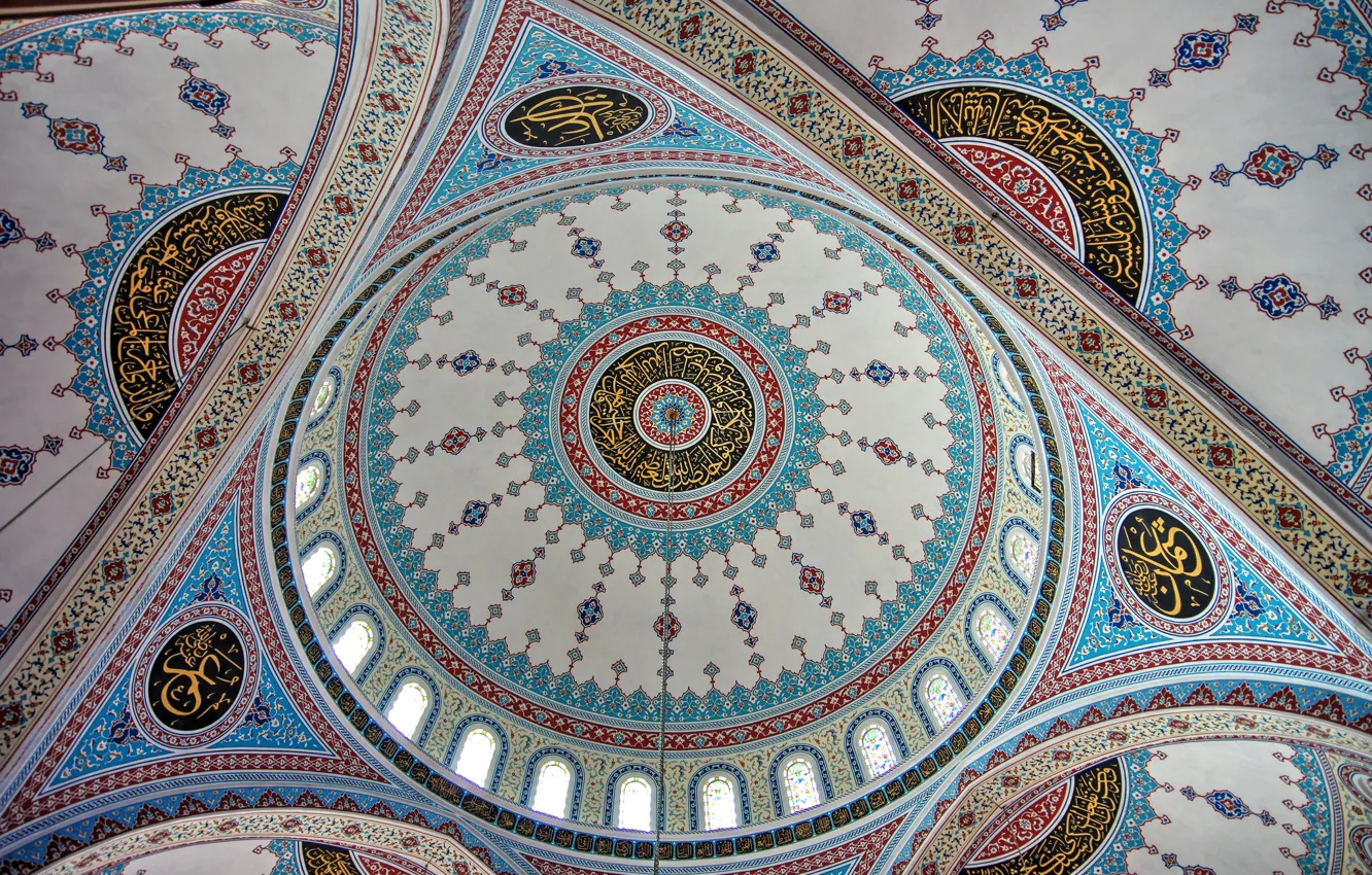Photo wallpaper pattern, paint, mosque, the dome, Turkey, Manavgat