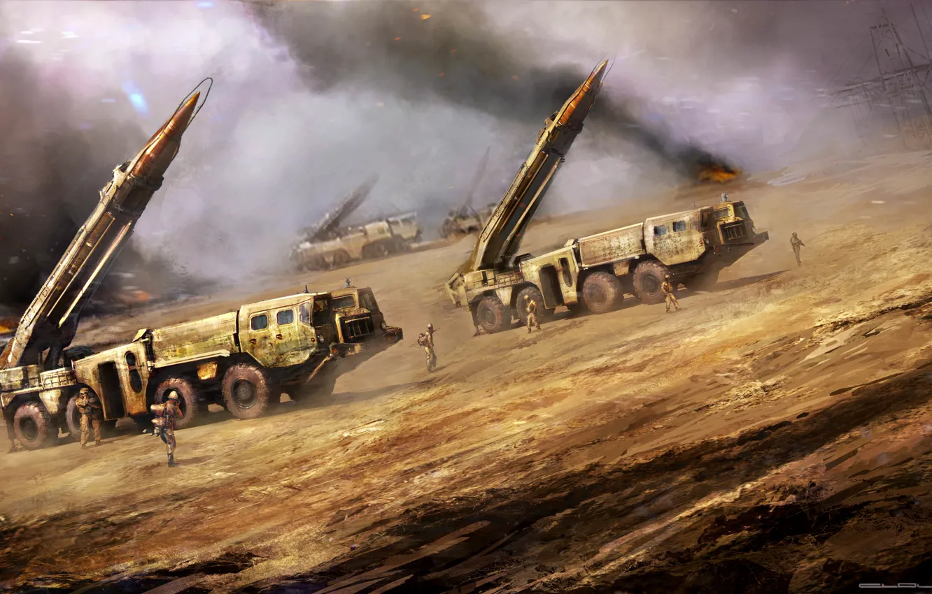 Photo wallpaper figure, art, fighting position, unofficially, "the stove", rocket launchers, SS-1c Scud, the export designation for …