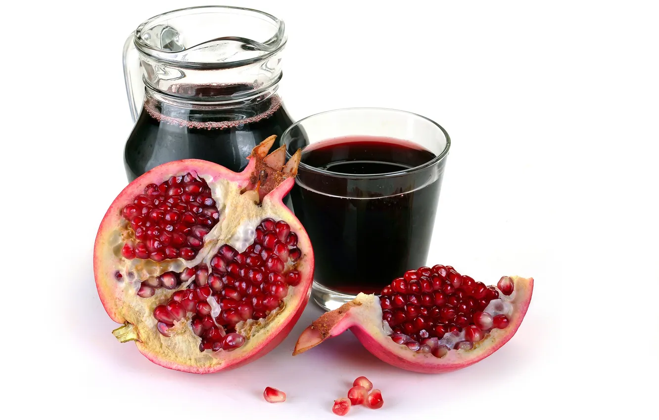 Photo wallpaper juice, fruit, slices, cut, pomegranate