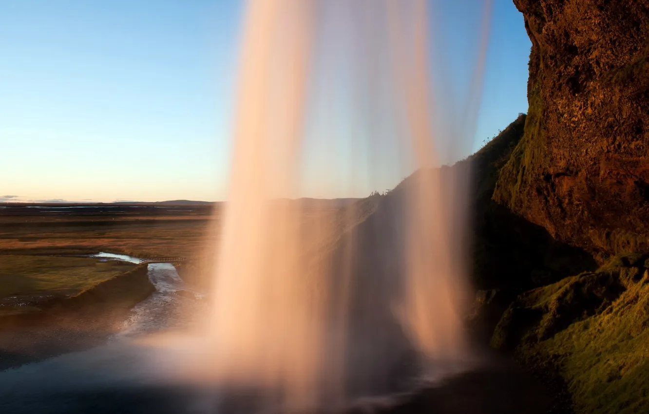 Photo wallpaper landscape, river, waterfall