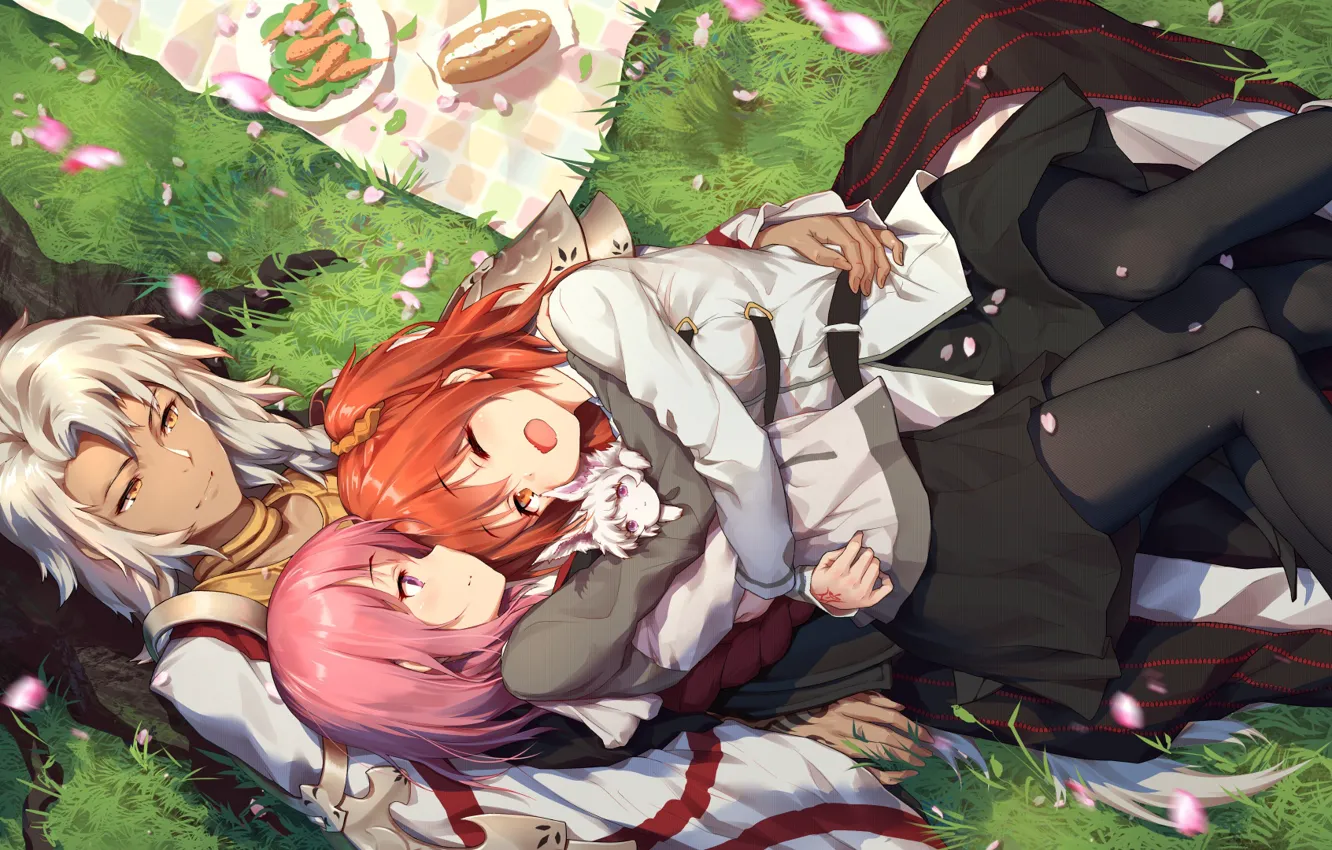 Photo wallpaper girls, art, guy, picnic, Fate / Grand Order, The destiny of a great campaign