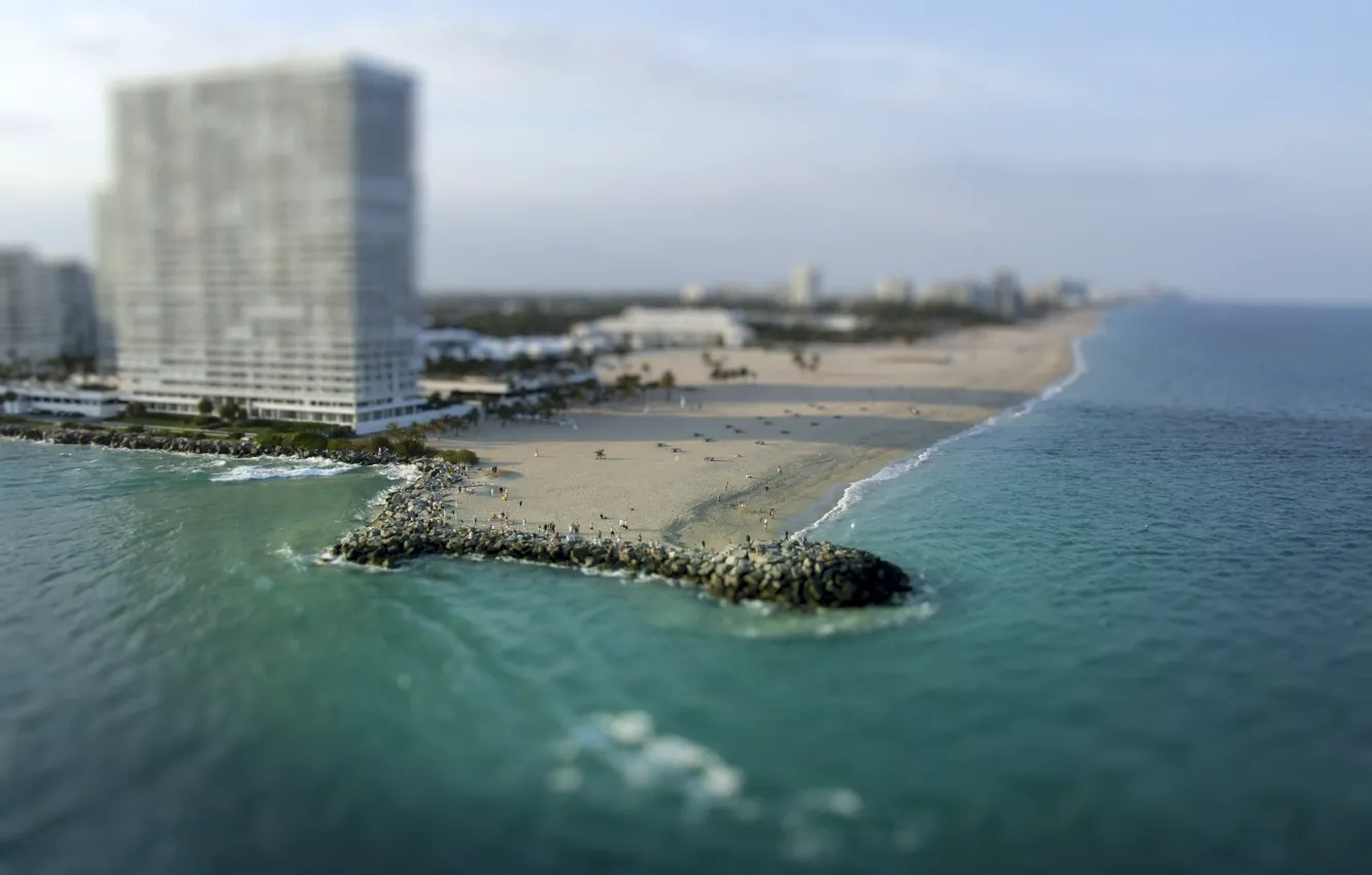 Photo wallpaper sea, beach, home, Miami, Miami, tilt-shift