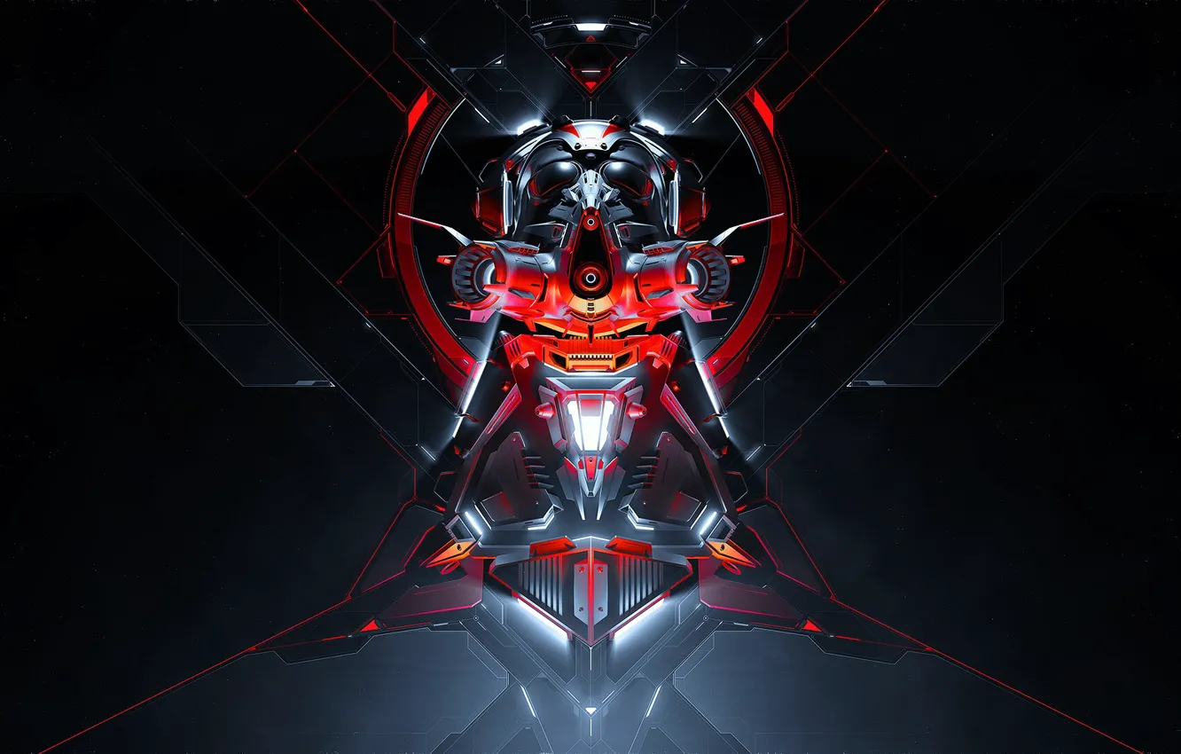 Photo wallpaper fiction, mask, helmet, Neville Dsouza, science fiction, art, render, sci-fi