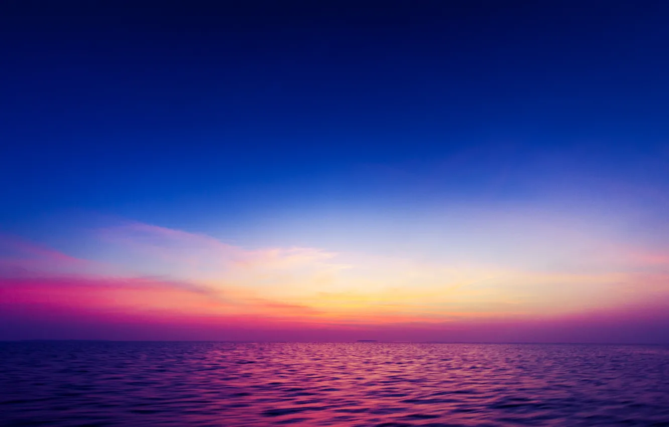 Photo wallpaper sea, sunset, island, blue sky
