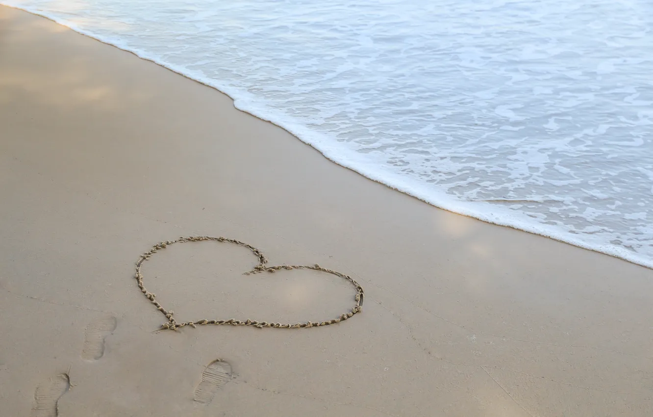 Photo wallpaper sand, sea, wave, beach, summer, love, summer, love