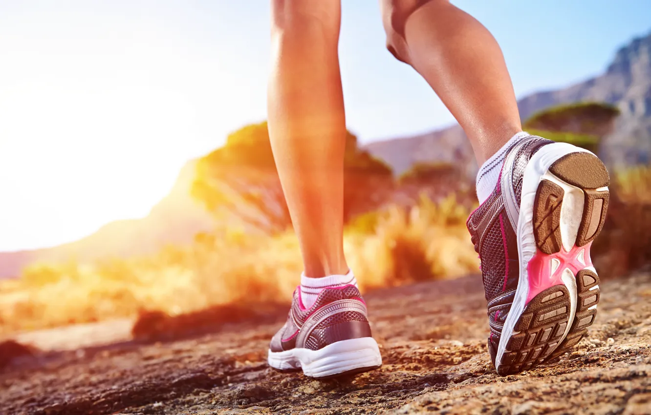 Photo wallpaper woman, runner, sports shoes, outdoor activities