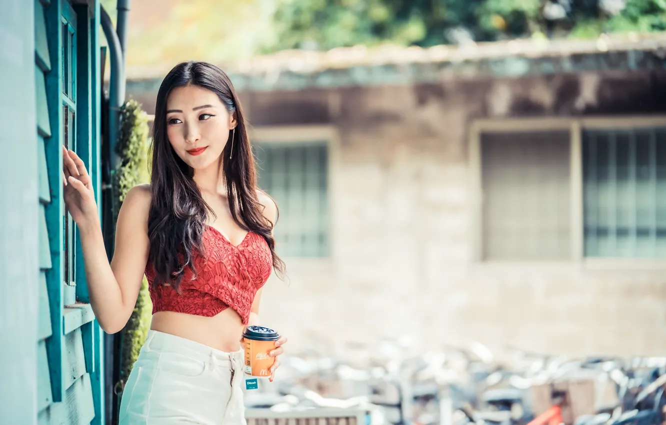 Photo wallpaper girl, background, cutie