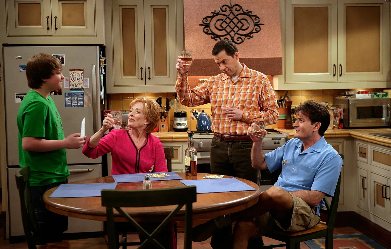 Photo wallpaper actor, the series, characters, Charlie Sheen, John Cryer, Jake Harper, Charlie Harper, Alan Harper