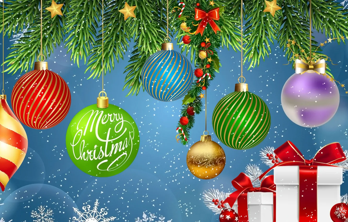 Photo wallpaper Graphics, Congratulations, Christmas, Bombki