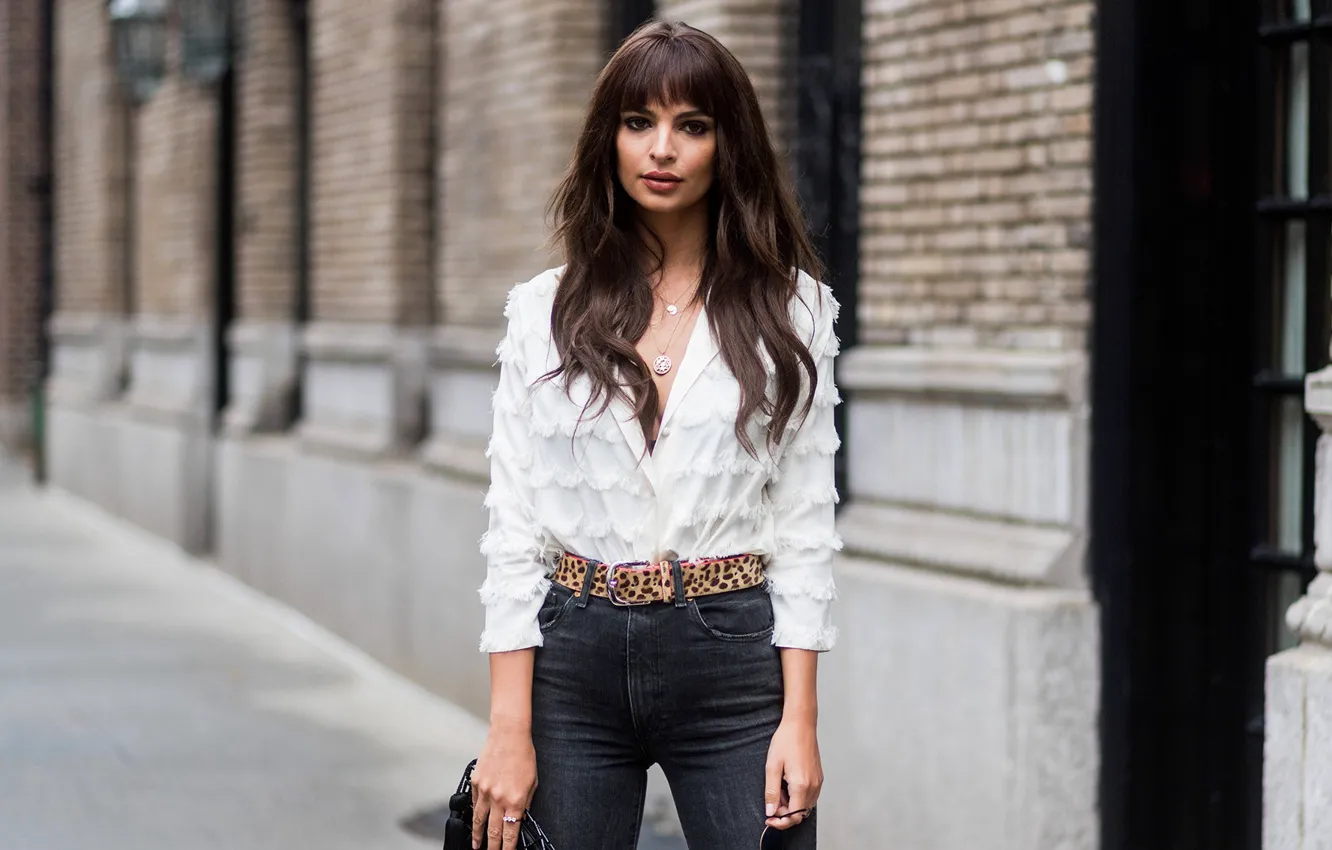 Photo wallpaper look, girl, pose, street, model, hair, brunette, beauty