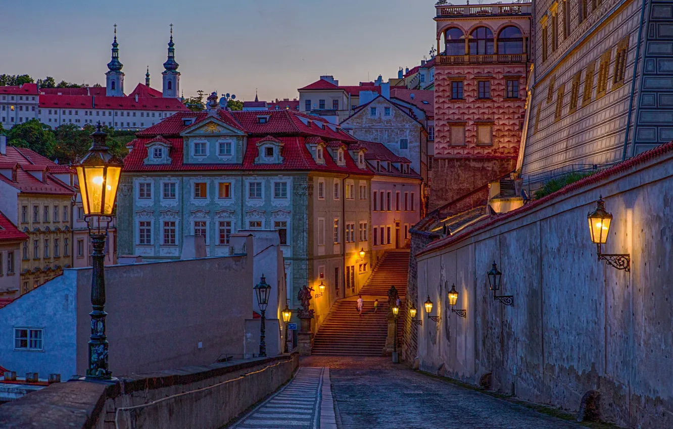 Photo wallpaper the city, the evening, lights, architecture