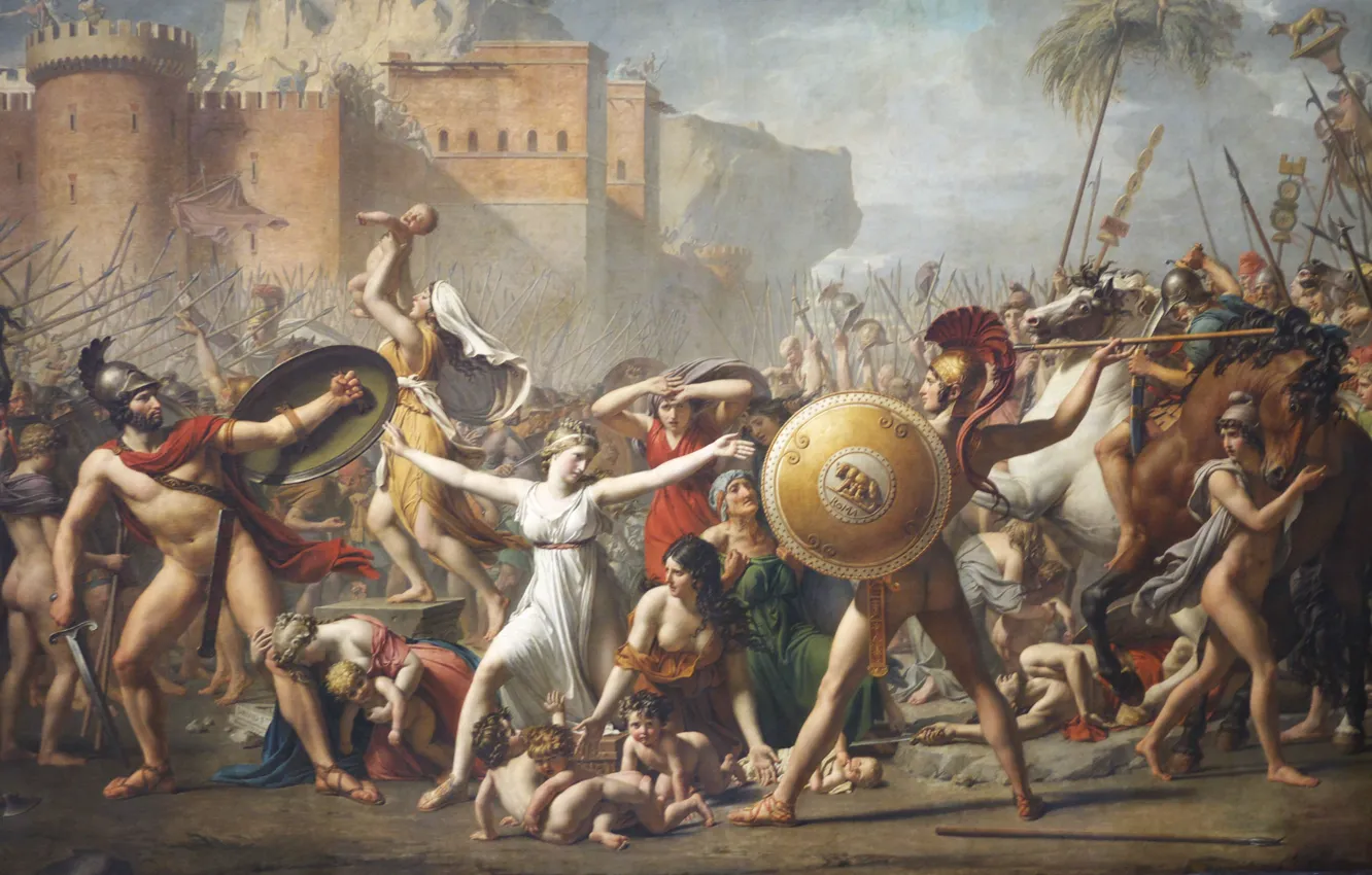 Photo wallpaper picture, painting, Jacques-Louis David, 1799, The abduction of the Sabine women, Jacques-Louis David, Sabine women, …