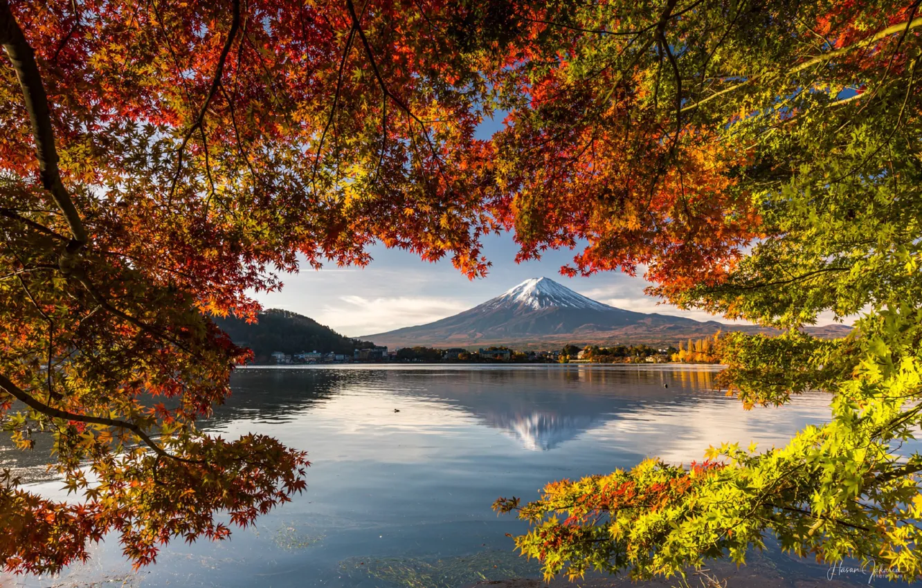 Photo wallpaper lake, Japan, Japan, Fuji, autumn day, Kawaguchi
