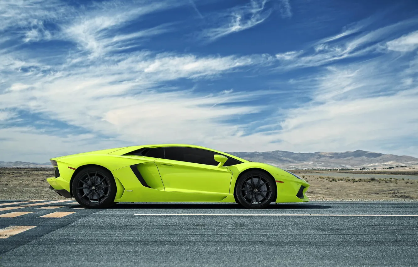 Photo wallpaper road, Lamborghini, CA, Aventador, Adventdaor