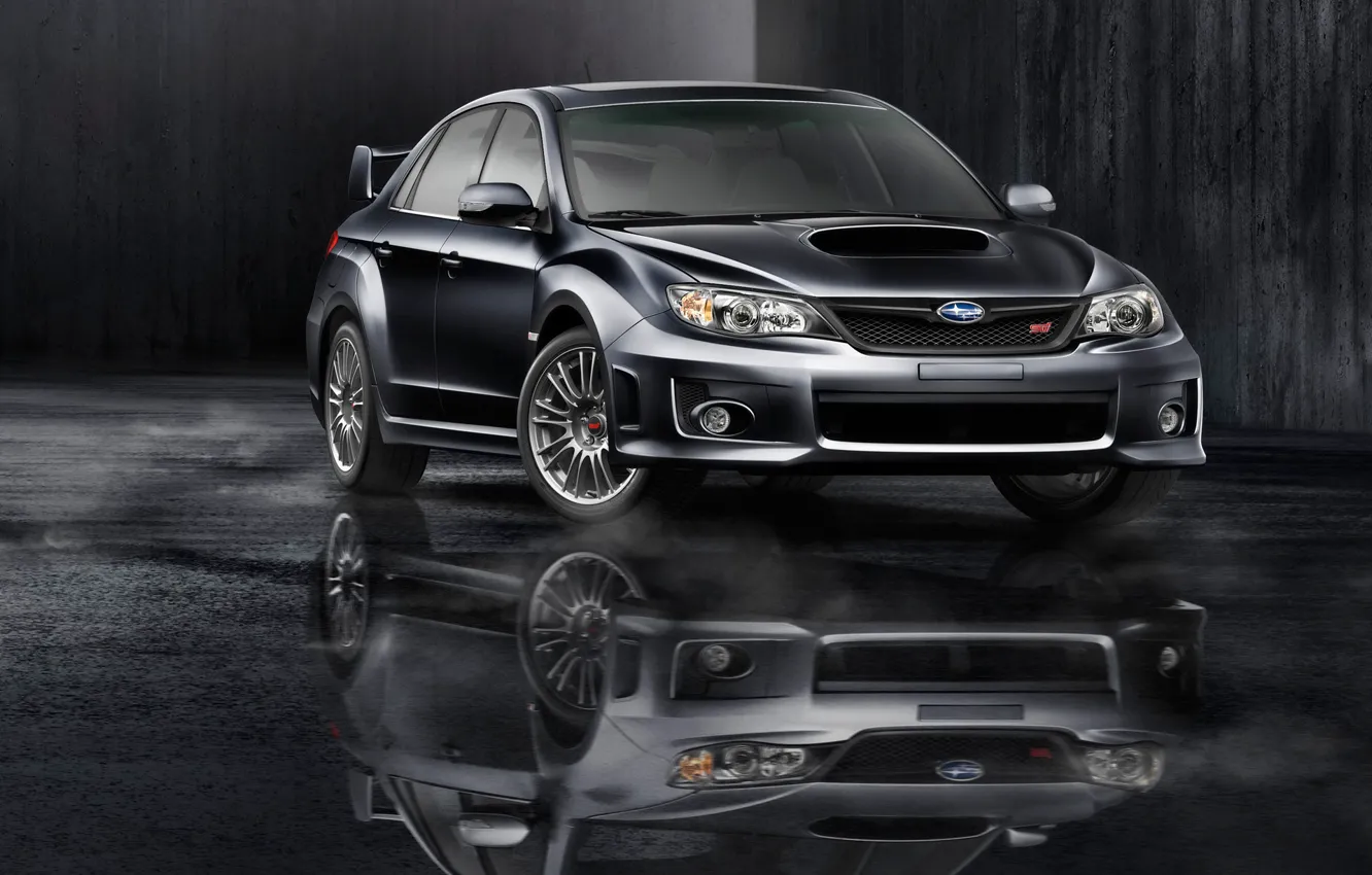 Photo wallpaper black, subaru, wrx, impreza, sti