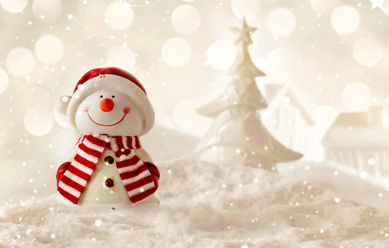 Photo wallpaper winter, snow, New Year, snowman, Christmas, winter, snow, Merry