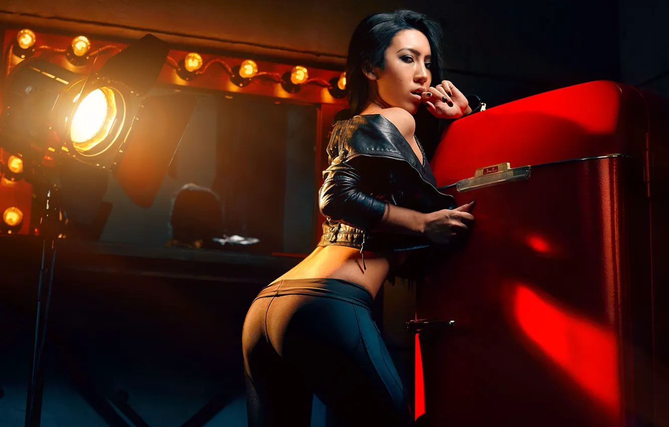 Photo wallpaper ass, ass, girl, pose, brunette, spotlight, Alexander Skripnikov