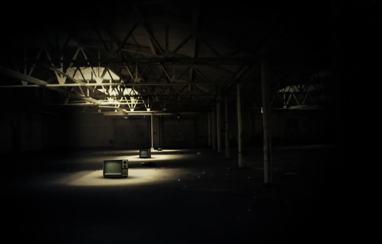 Photo wallpaper minimalism, hangar, the dark background