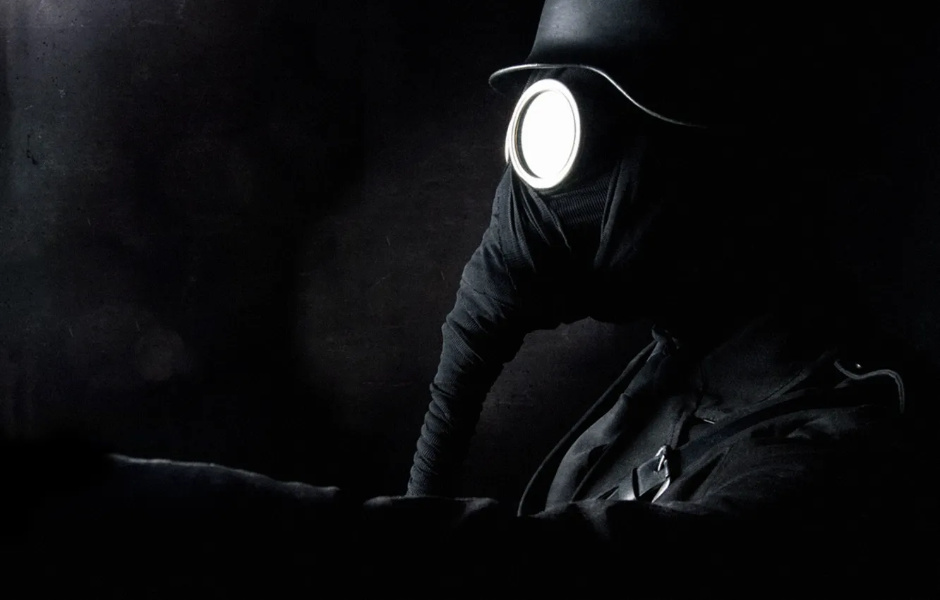 Photo wallpaper black, gas mask, black, helmet, trunk