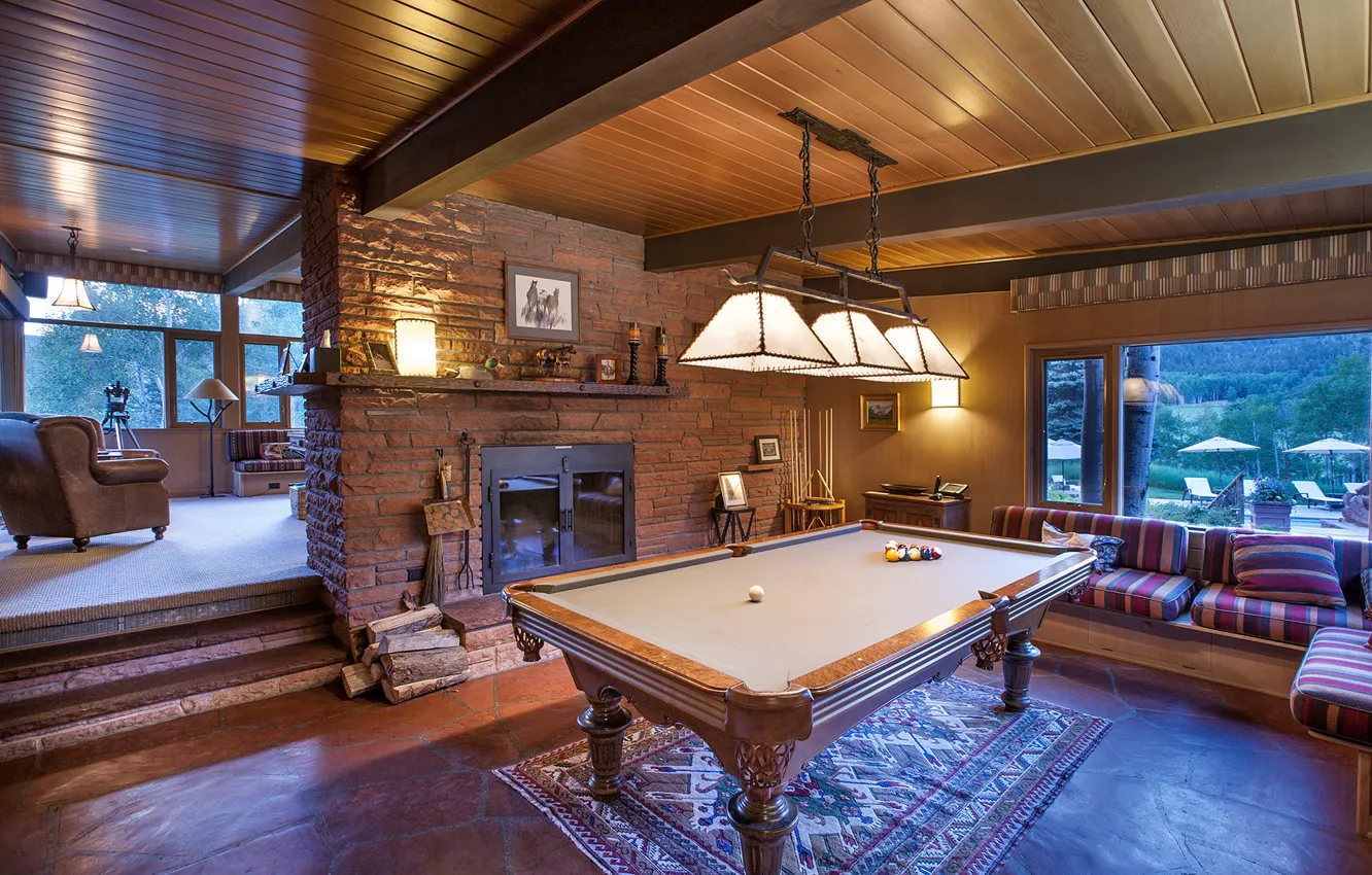 Photo wallpaper home, Colorado, ranch, Aspen, billiard