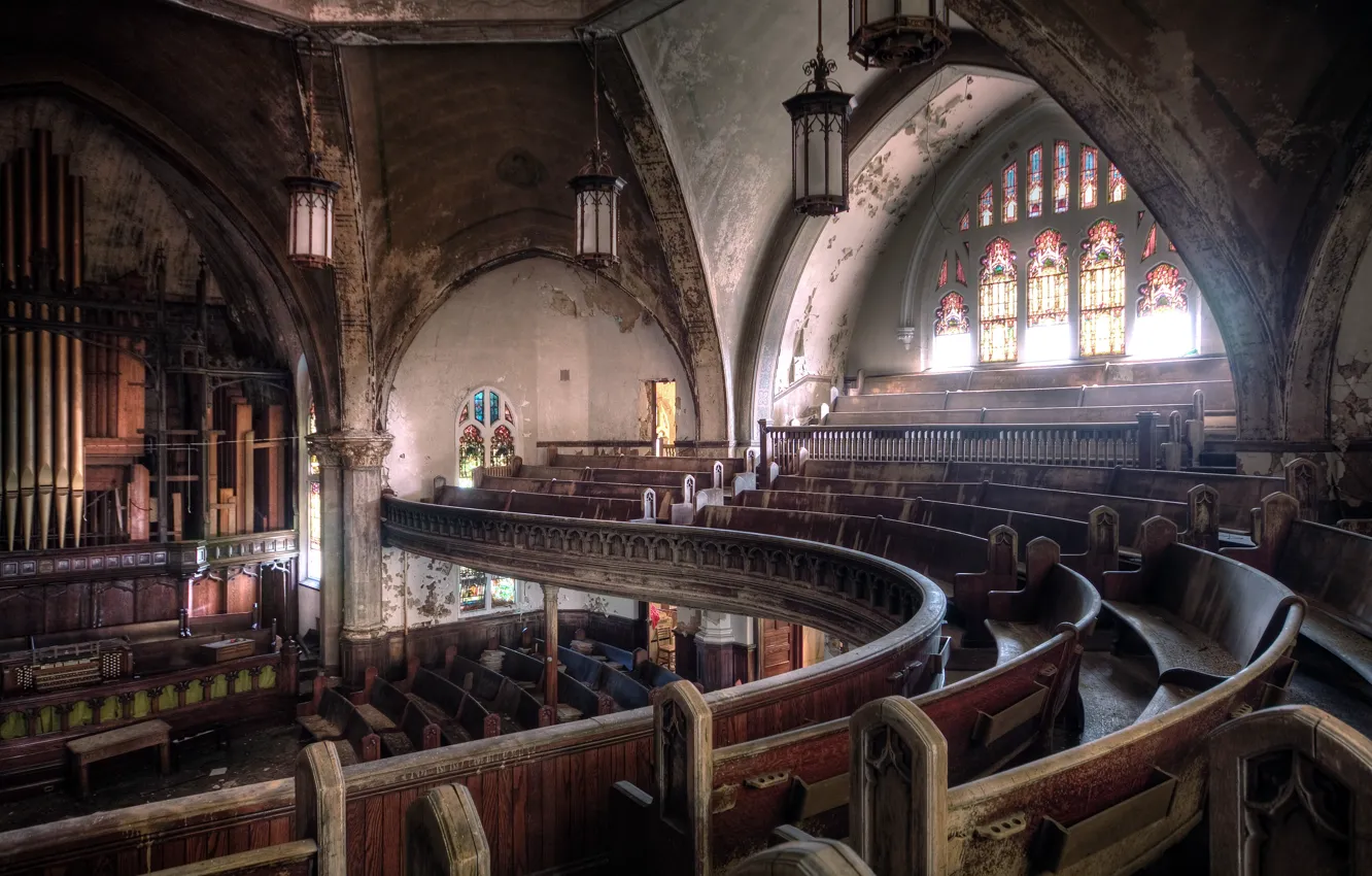 Photo wallpaper interior, ruins, architecture, abandoned church