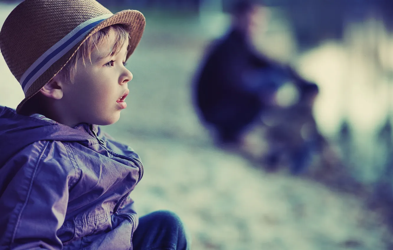Photo wallpaper sadness, children, childhood, loneliness, hat, sad, hat, loneliness