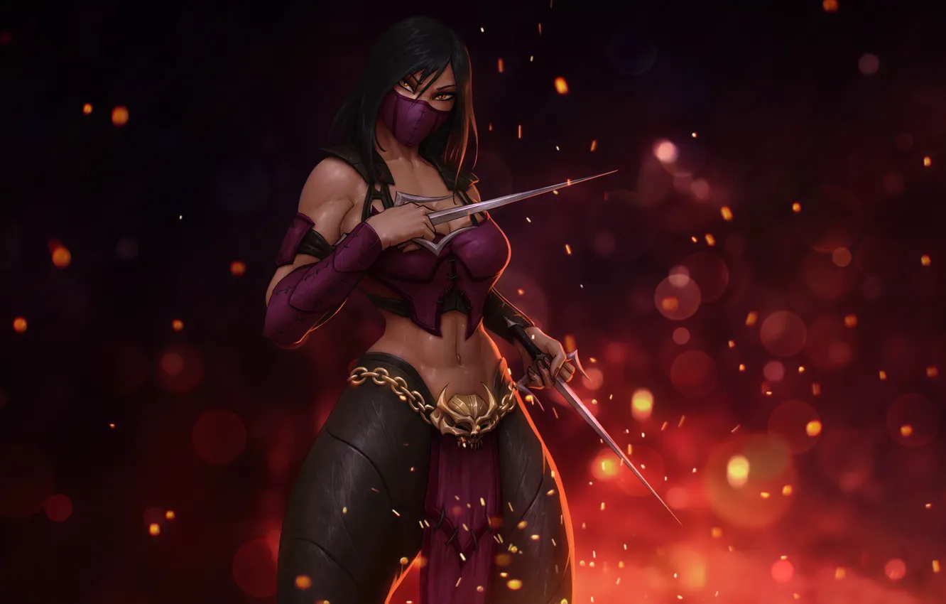 Photo wallpaper sexy, background, the game, art, sparks, fighter, fantasy, art