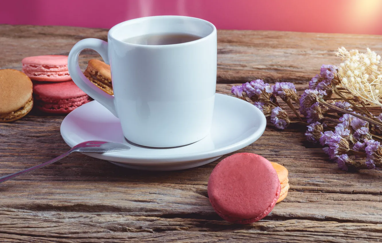 Photo wallpaper tea, cake, pasta