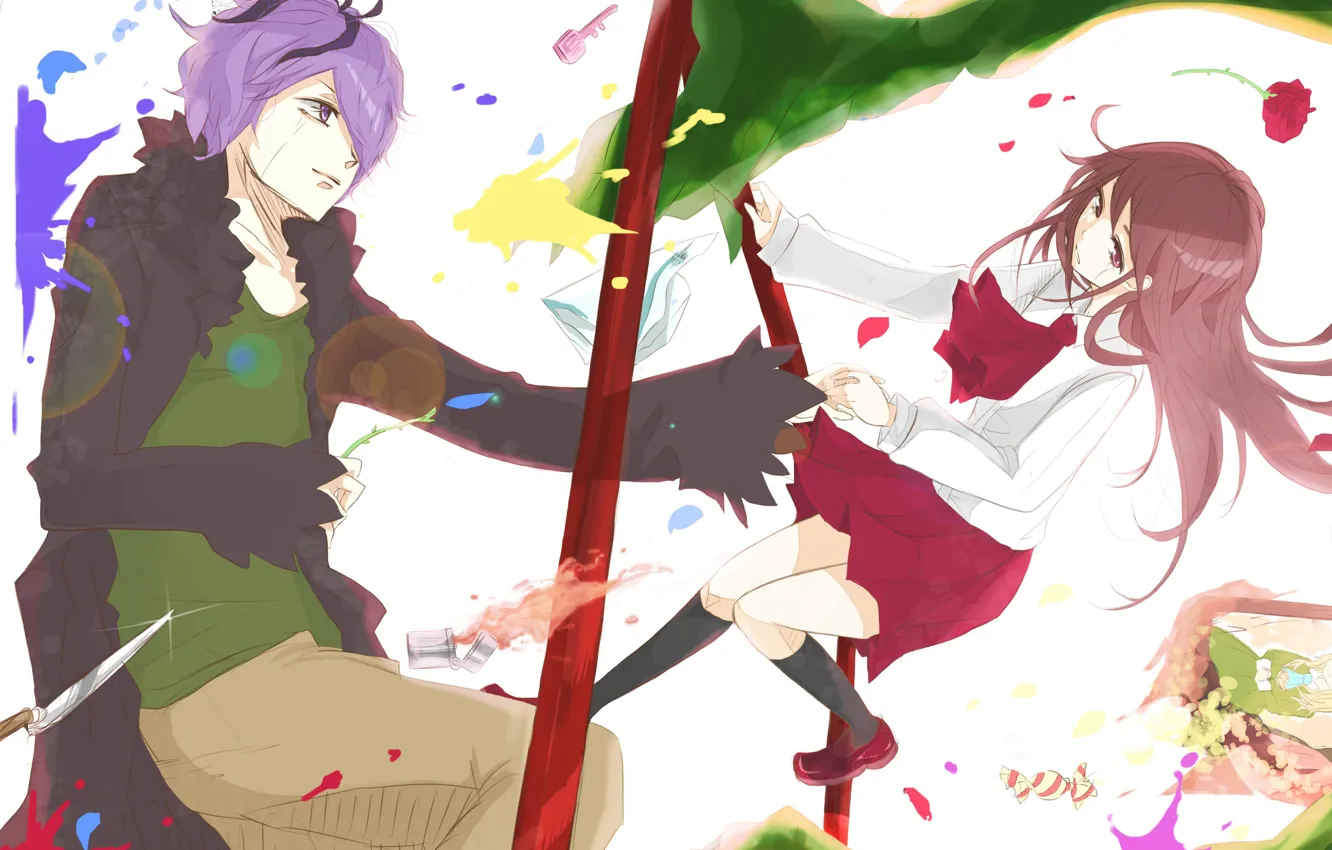 Photo wallpaper the game, anime, art, girl, guy, two, IB