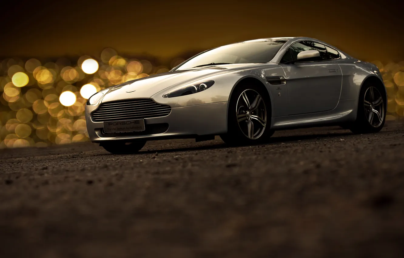 Photo wallpaper road, glare, Aston Martin, tuning, Porsche